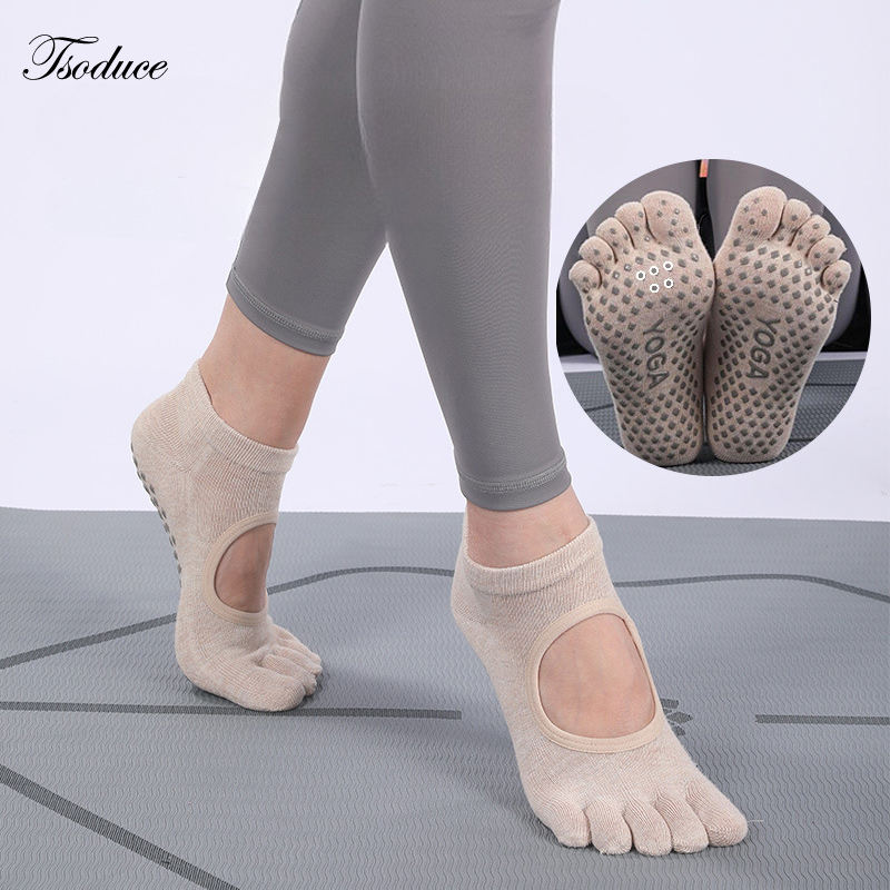 Trampoline Park Sock - つま先が5本指のつま先が付いた,通気性,滑り止めの女性用ヨガソックス