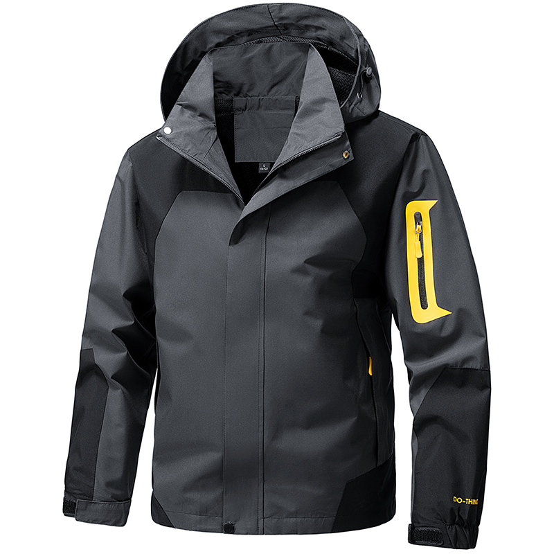 Outdoor Sport Waterproof Jacket - ソフトシェル アウトドアジャケット メンズ ジップアップ フード付き 防水ジャケット