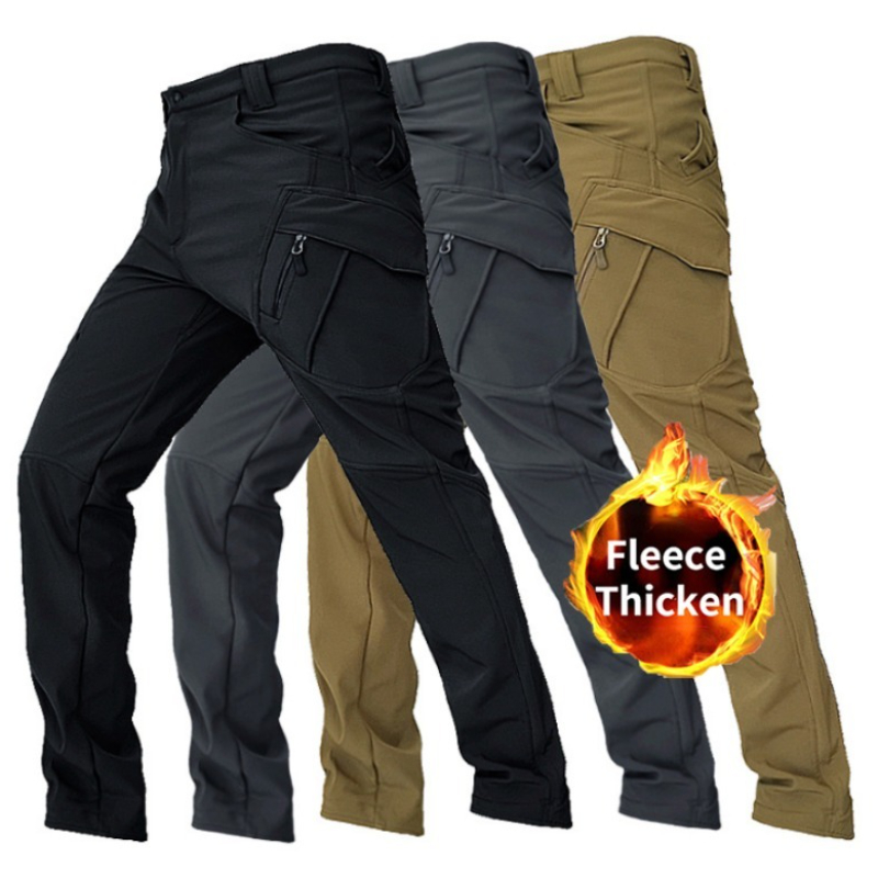 Outdoor Sport Hiking Pants - メンズフリース裏地付き冬用暖かいタクティカルパンツ防水ハイキングカジュアルサーマルワークカーゴパンツ断熱スキーアウトドアスポーツ