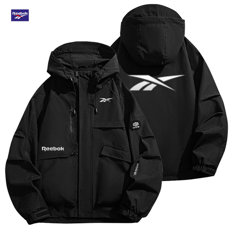 Outdoor Sport Waterproof Jacket - リーボック ロゴ 2026 メンズ 防風防水ジャケット 春秋カジュアルスタイル