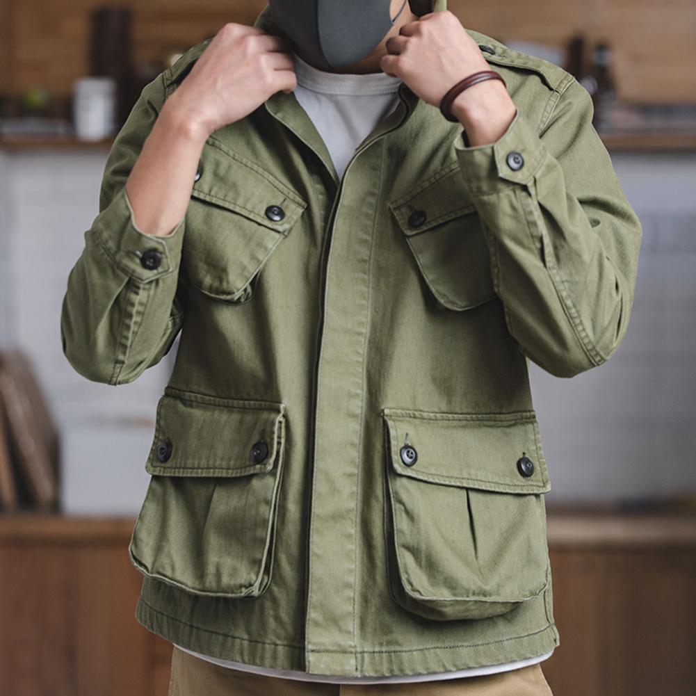 Outdoor Sport Waterproof Jacket - ワークスタイルジャケット 複数のポケット付き メンズ カーゴコート ラペル 長袖