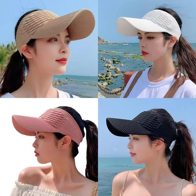 Outdoor Sport Hat - 1 個女性抗 UV 日よけ帽子通気性調節可能な空のトップバイザーキャップテニスゴルフランニング旅行ビーチスポーツアウトドア帽子