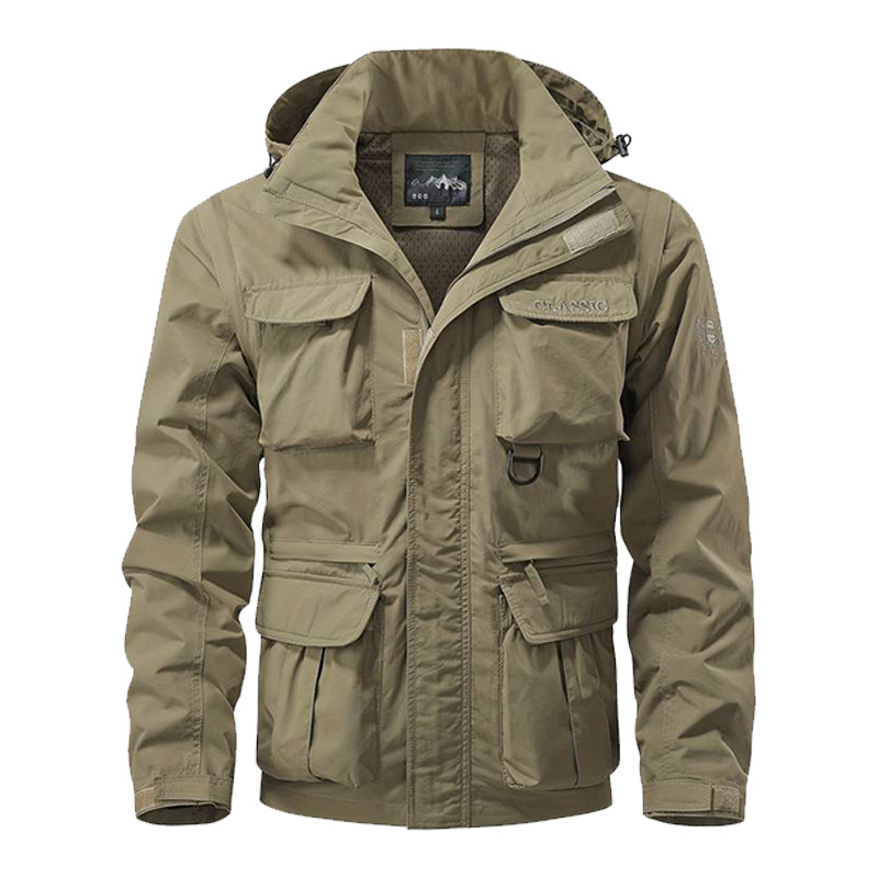 メンズ防風防水ジャケット、取り外し可能なフード付き、アウトド - Outdoor Sport Waterproof Jacket のレビューと価格