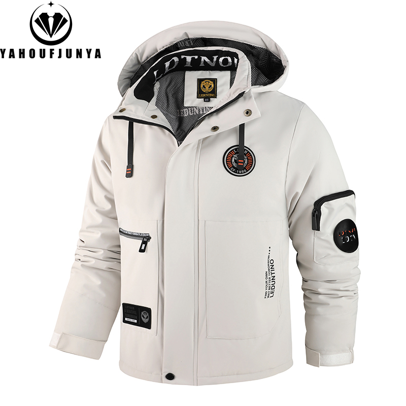 冬の男性屋外防風暖かいトラベルジャケット男性フード付きカジュ - Outdoor Sport Waterproof Jacket のレビューと価格