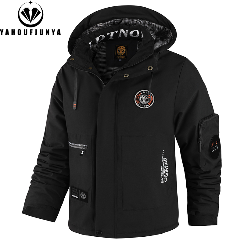 冬の男性屋外防風暖かいトラベルジャケット男性フード付きカジュ - Outdoor Sport Waterproof Jacket のレビューと価格