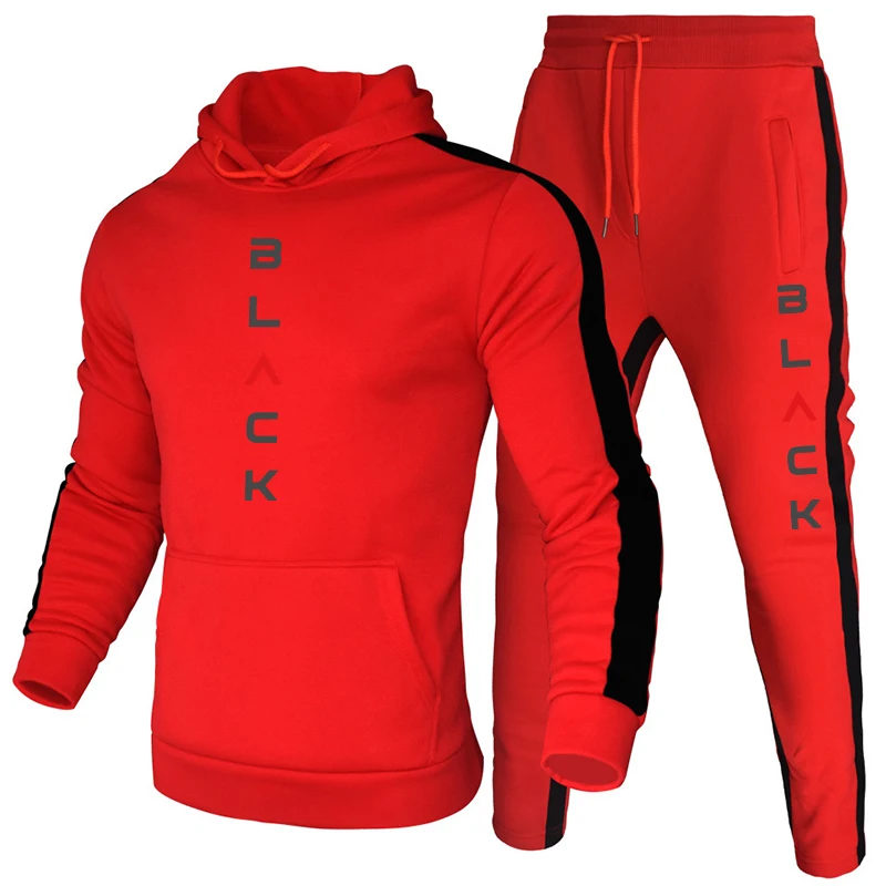 秋冬 2 個セットメンズトラックスーツカジュアルスウェットシ - Outdoor Sports Outfit のレビューと価格