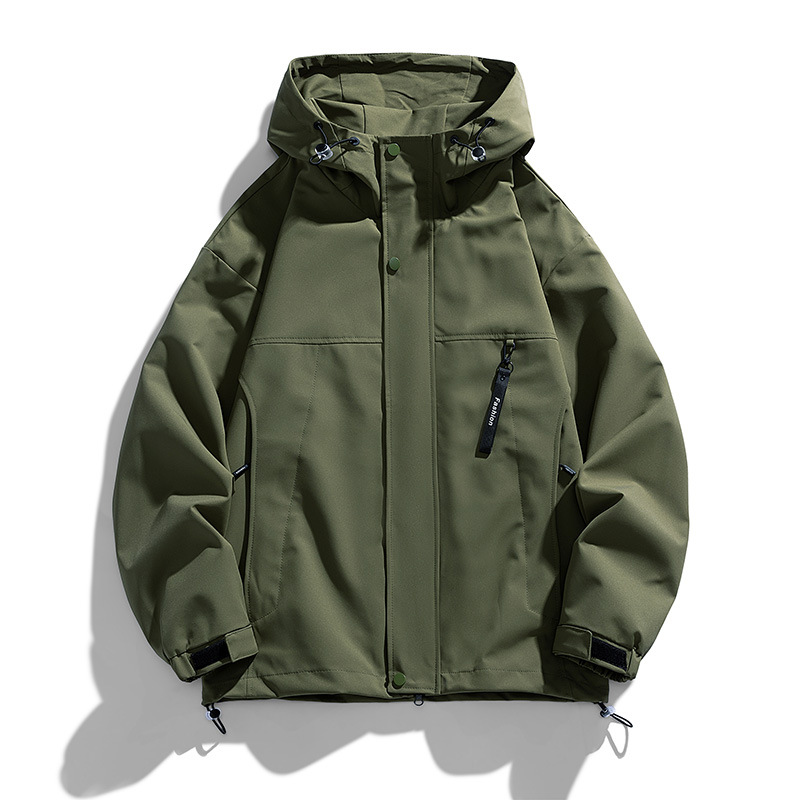 メンズブラックキャンプジャケット,防風コート,単色,大サイズ - Outdoor Sport Waterproof Jacket のレビューと価格