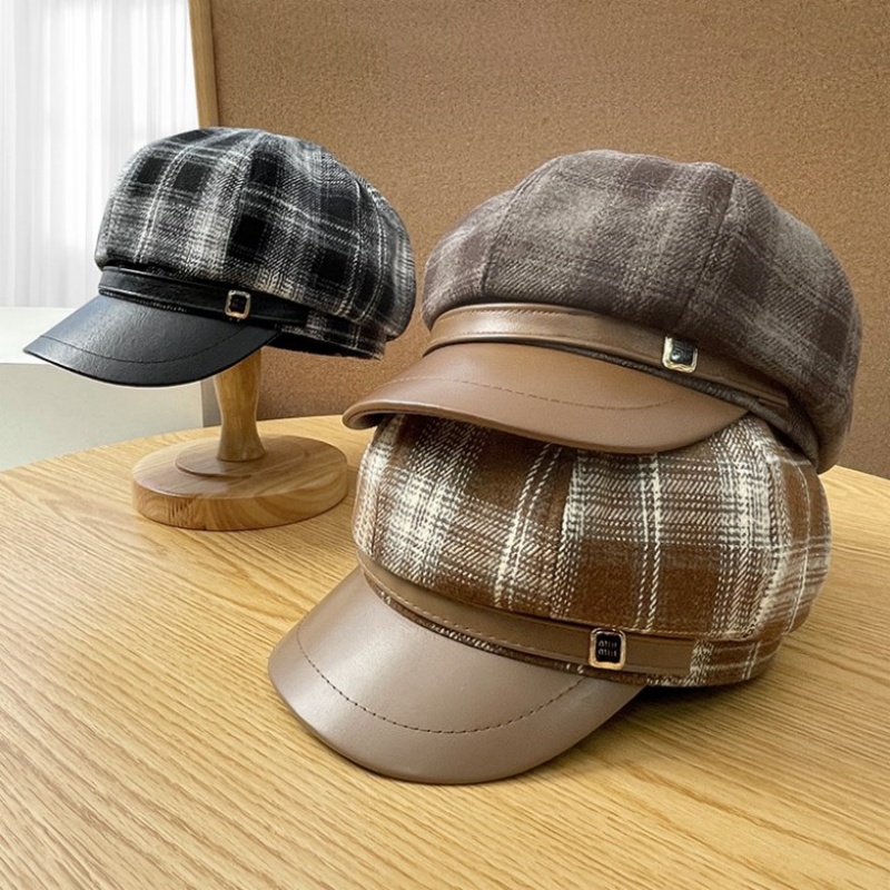 パテントレザーのパッチワークグリッド八角形の帽子,多用途のト - Outdoor Sport Hat のレビューと価格