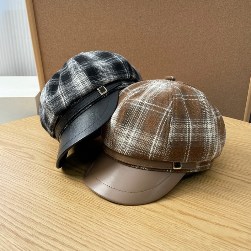パテントレザーのパッチワークグリッド八角形の帽子,多用途のト - Outdoor Sport Hat のレビューと価格