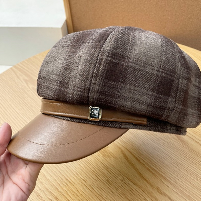 パテントレザーのパッチワークグリッド八角形の帽子,多用途のト - Outdoor Sport Hat のレビューと価格