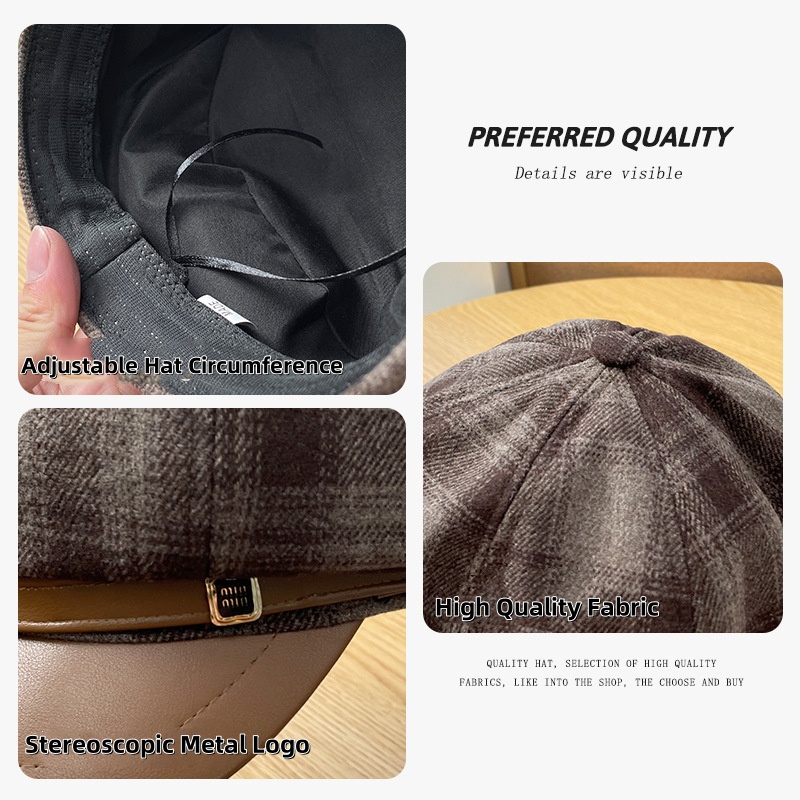 パテントレザーのパッチワークグリッド八角形の帽子,多用途のト - Outdoor Sport Hat のレビューと価格