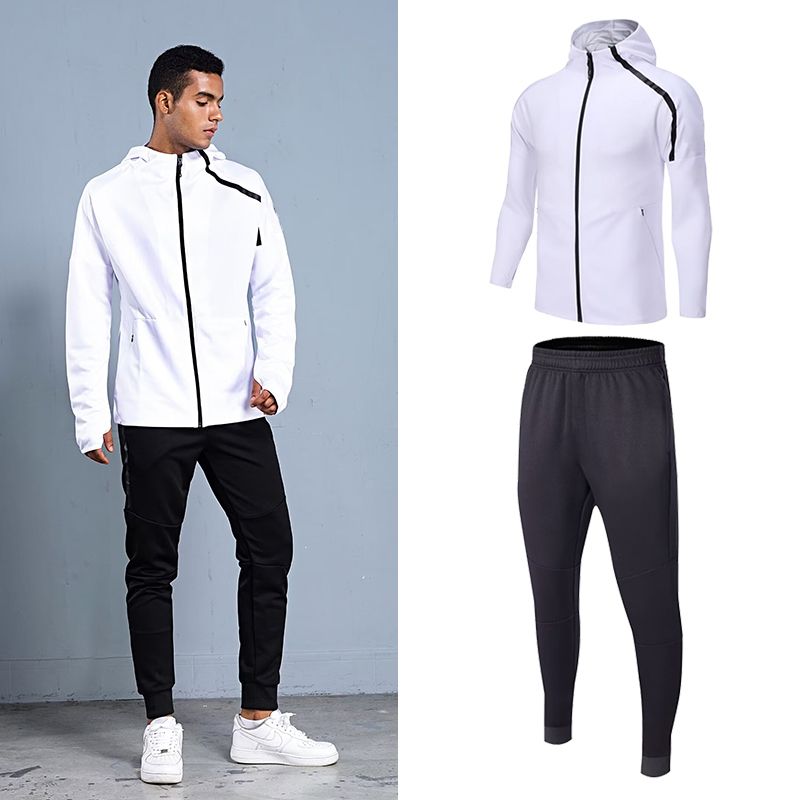 メンズ フード付きスポーツトラックスーツ 秋冬 ランニング  - Outdoor Sports Outfit のレビューと価格
