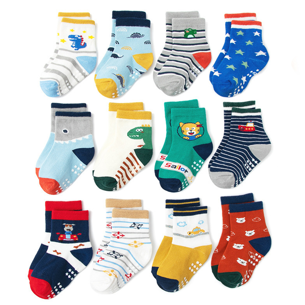 1/6/12 ペア子供靴下セット男の子用ベビー服綿滑り止めか - Trampoline Park Sock のレビューと価格