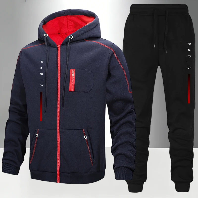 メンズセット/コート/パンツパリファッションジッパーコートス - Outdoor Sports Outfit のレビューと価格