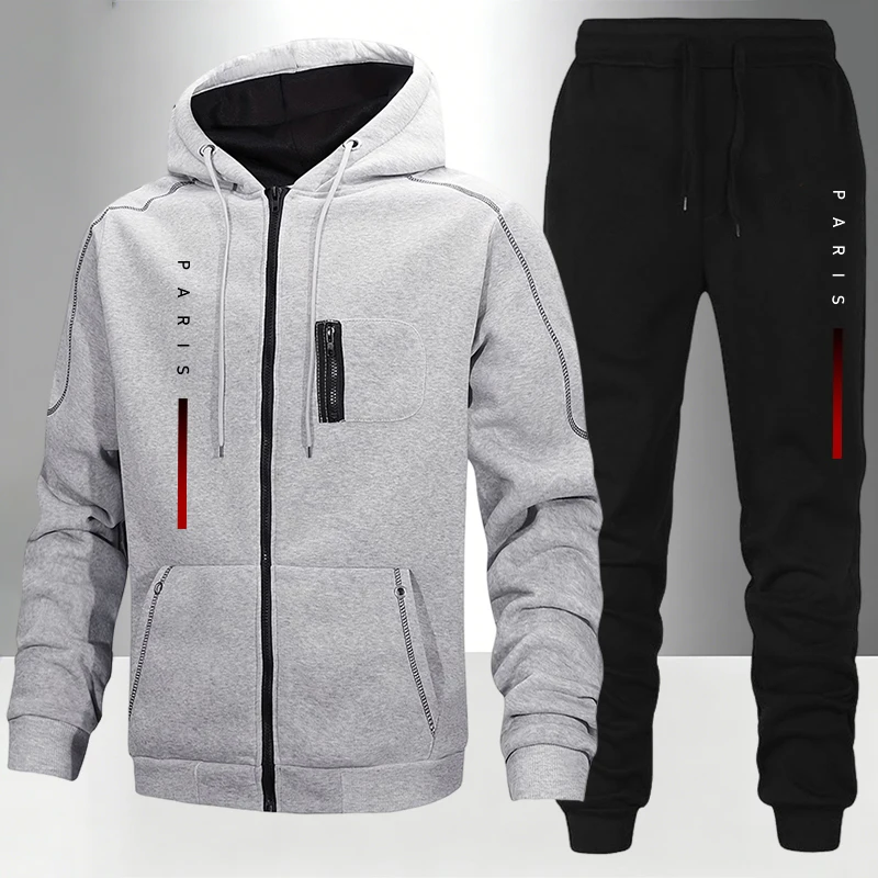 メンズセット/コート/パンツパリファッションジッパーコートス - Outdoor Sports Outfit のレビューと価格