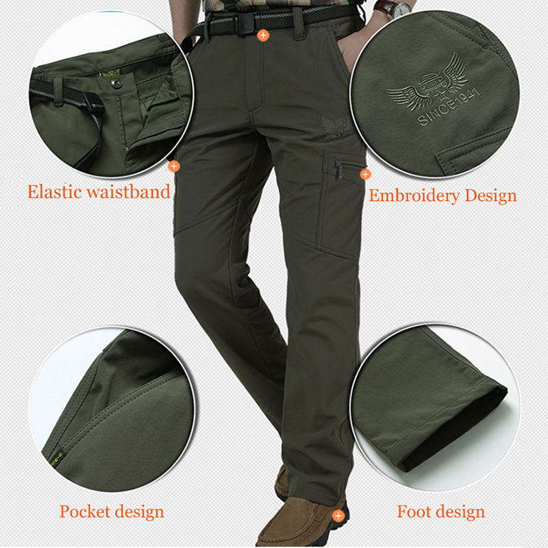 男性用防水フリース裏地付きカーゴパンツ、伸縮性のある戦術パン - Outdoor Sport Hiking Pants のレビューと価格