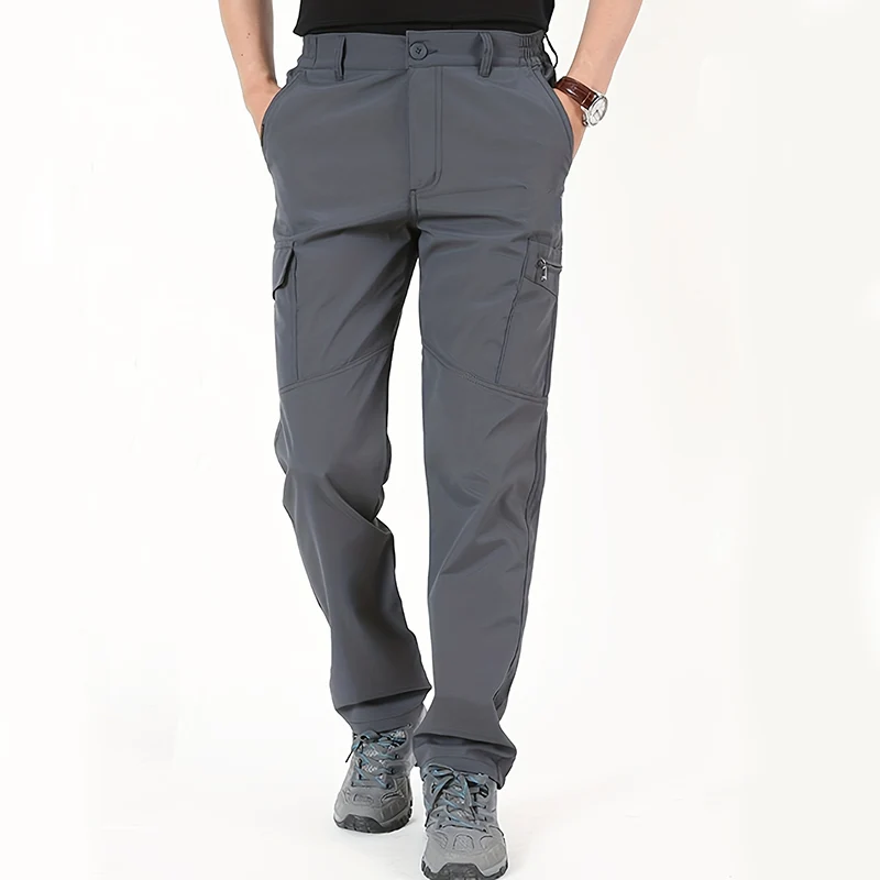 男性用防水フリース裏地付きカーゴパンツ、伸縮性のある戦術パン - Outdoor Sport Hiking Pants のレビューと価格