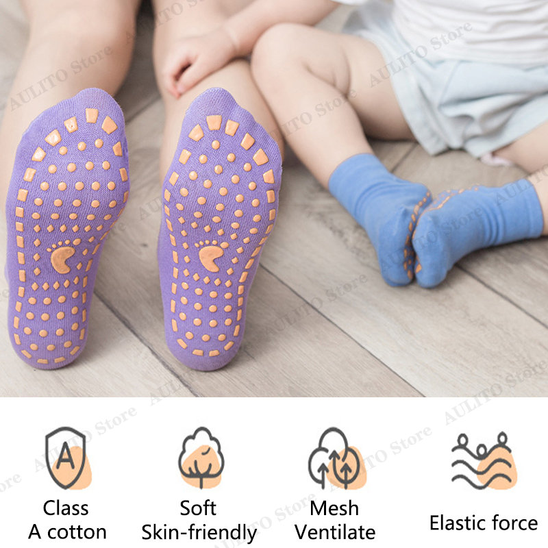 子供大人滑り止めフロアソックス親子トランポリン綿通気性靴下弾 - Trampoline Park Sock のレビューと価格