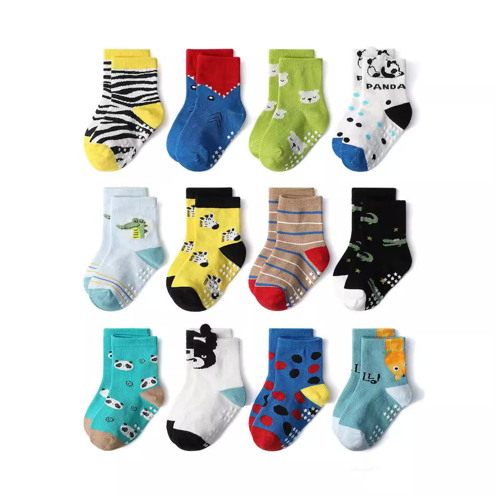 1/3/6/9/12 ペア子供靴下セット男の子綿ノンスリップ - Trampoline Park Sock のレビューと価格