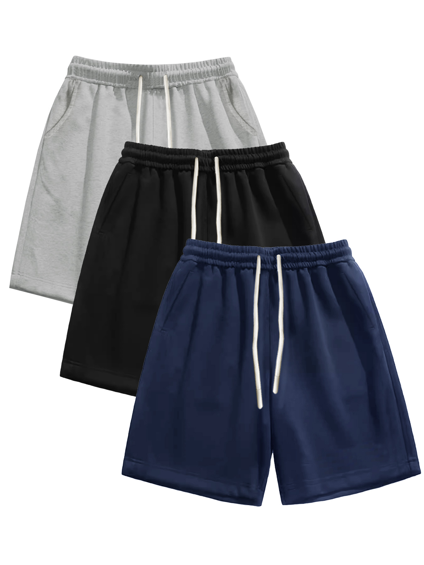 3ピースメンズショーツ、夏用無地ドローストリングウエスト、快 - Outdoor Sport Hiking Pants のレビューと価格