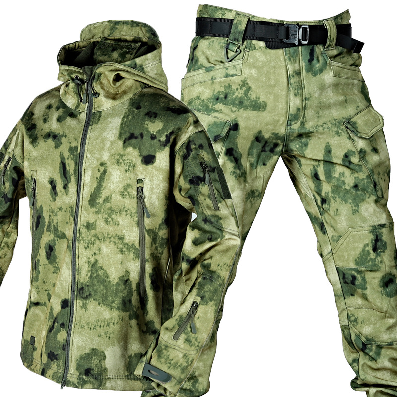 屋外防水防風ソフトシェルシャークスキンジャケットとパンツ戦術 - Outdoor Sport Hiking Pants のレビューと価格
