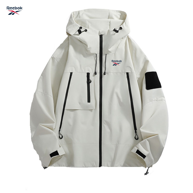 リーボック メンズ フード付きジャケット、ブラック 防水スラ - Outdoor Sport Waterproof Jacket のレビューと価格