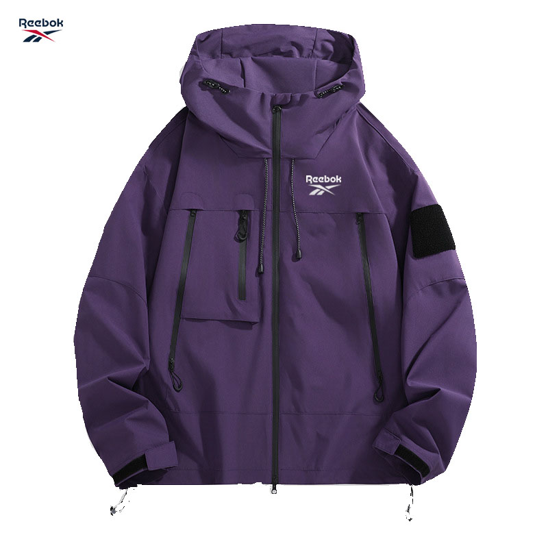リーボック メンズ フード付きジャケット、ブラック 防水スラ - Outdoor Sport Waterproof Jacket のレビューと価格