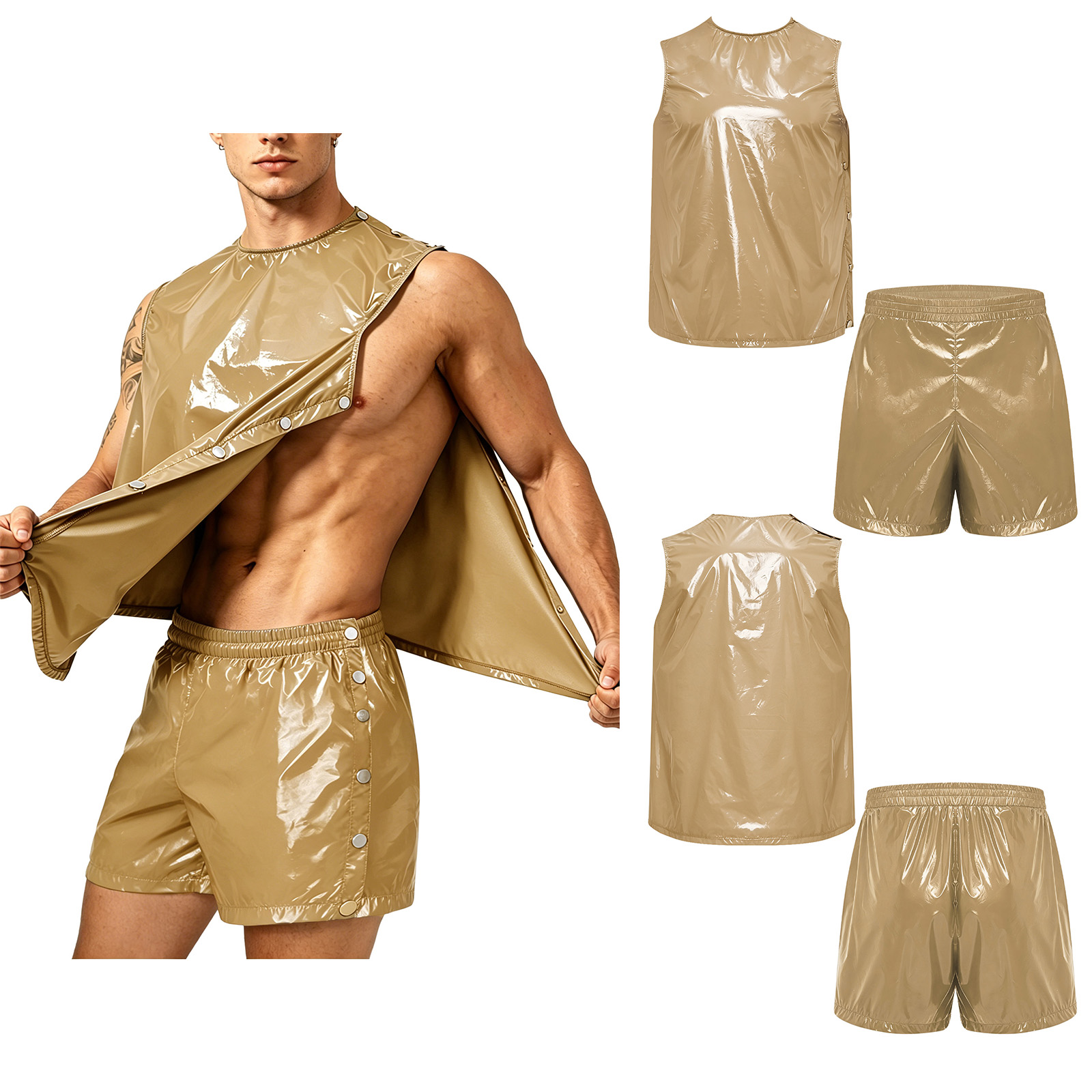 男性用適応型防水汗取りタンクトップとサイドボタン付きボクサー - Outdoor Sports Outfit のレビューと価格